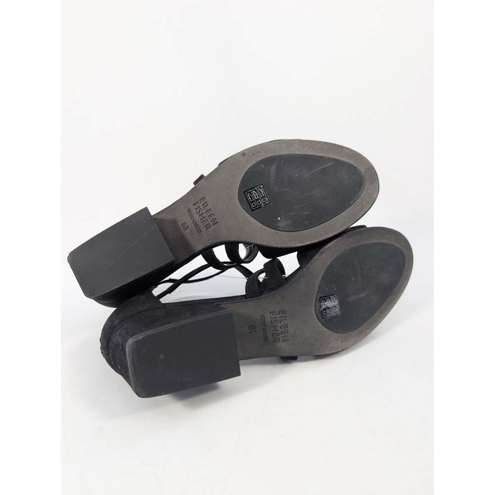 Eileen Fisher Kyra Black Leather Strappy Block Heel Sandals Womens Size 8.5 - Picture 7 of 8